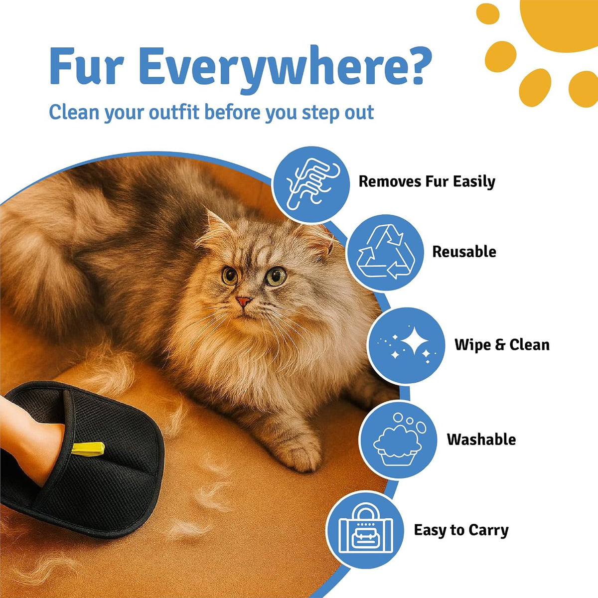 Reusable Pet Hair Remover Gloves for All Surfaces