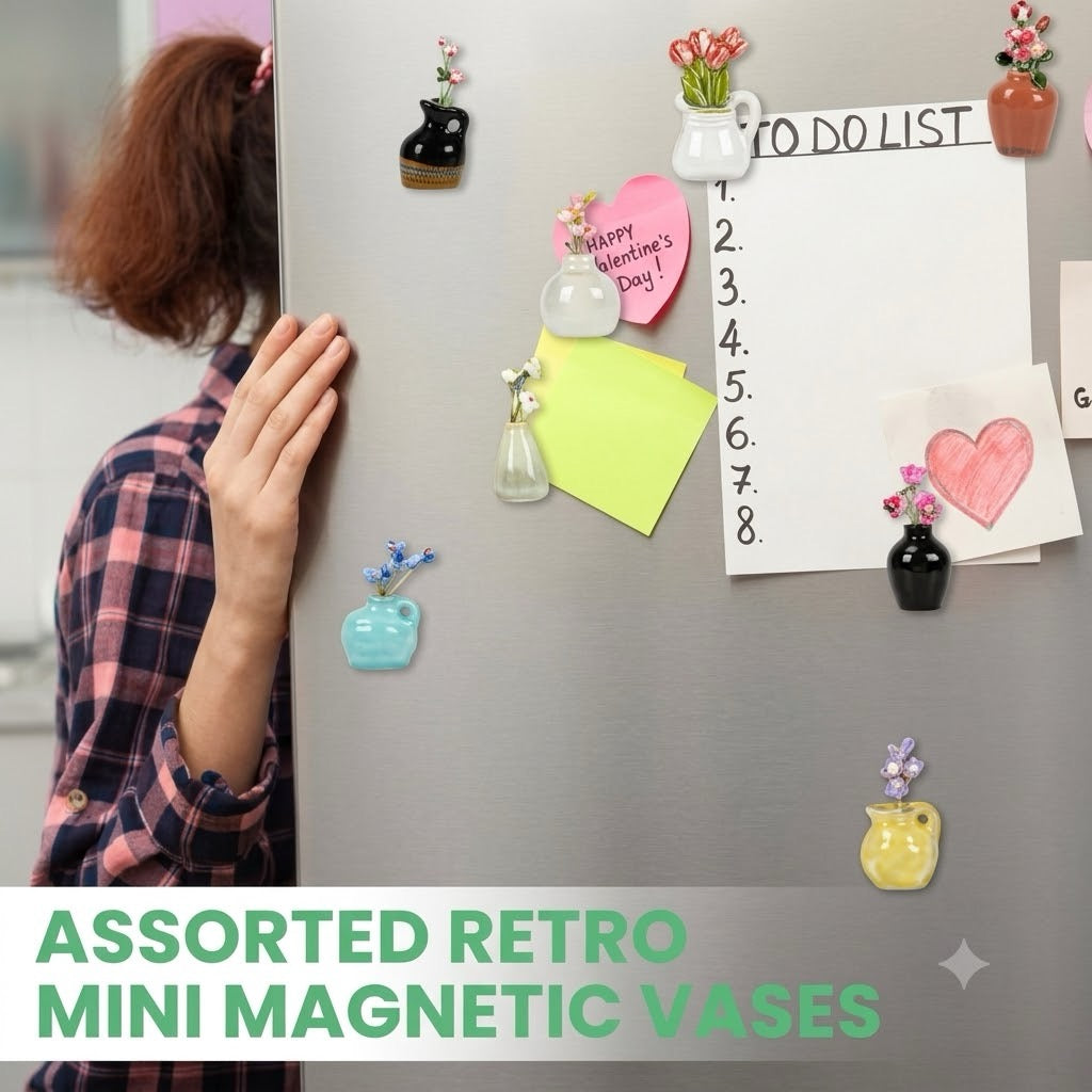 Cute 8 Mini Ceramic Vase Decorative Fridge Magnets