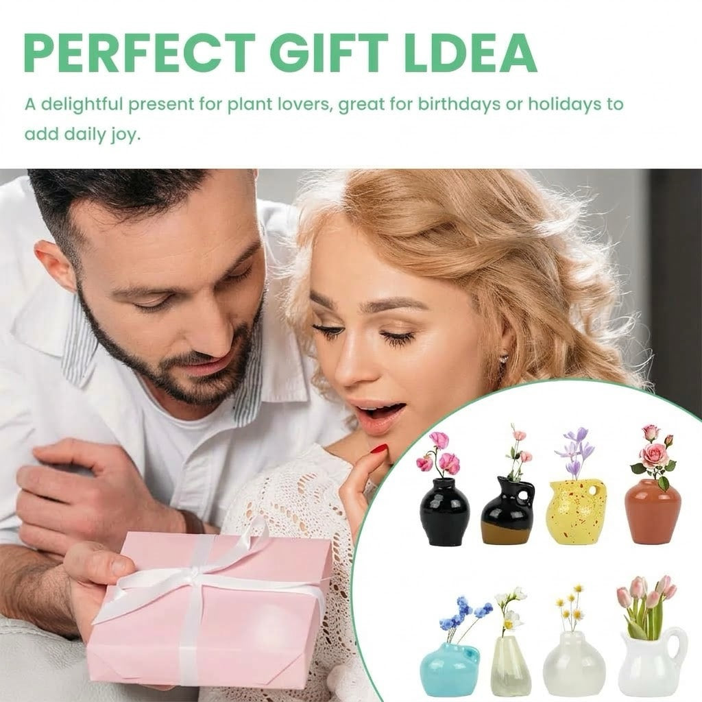 Cute 8 Mini Ceramic Vase Decorative Fridge Magnets